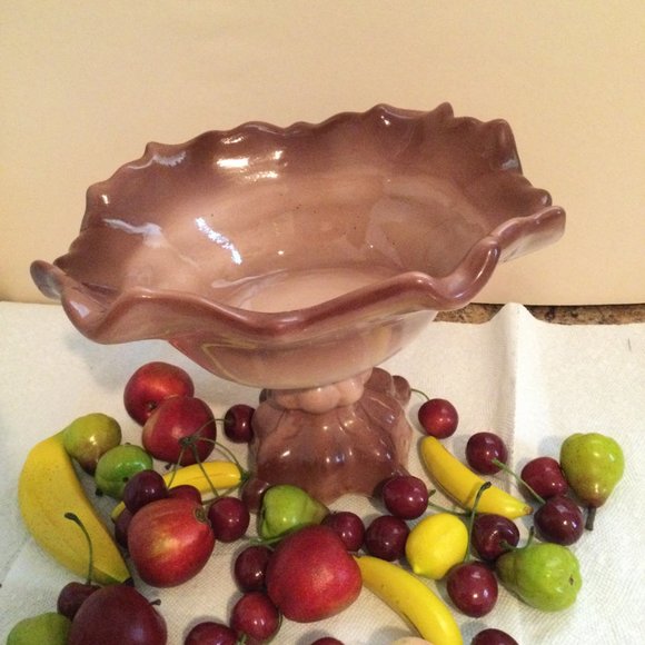 Vintage ceramic fruit stand fruit bowl with various of artificial fruits - Picture 6 of 9